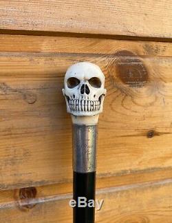 Wow Extremely Rare antique Carved Human Skull And Snake walking stick Cane
