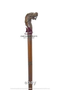 ZAIN Dragon Handle Walking Stick Wooden Hand Carved Walking Cane Valentine Gift