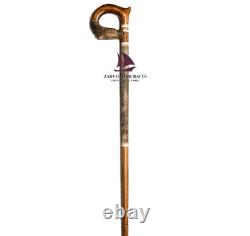 ZAIN Handmade Wolf Walking Stick Cane Hand Carved Handmade Replica Valentine Gif
