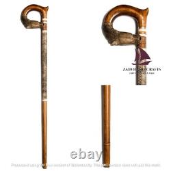 ZAIN Handmade Wolf Walking Stick Cane Hand Carved Handmade Replica Valentine Gif