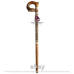 ZAIN Handmade Wolf Walking Stick Cane Hand Carved Handmade Replica Valentine Gif
