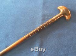 Zulu carved spiral decoration hardwood walking stick. Made NATAL late 1900's