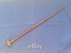 Zulu carved spiral decoration hardwood walking stick. Made NATAL late 1900's